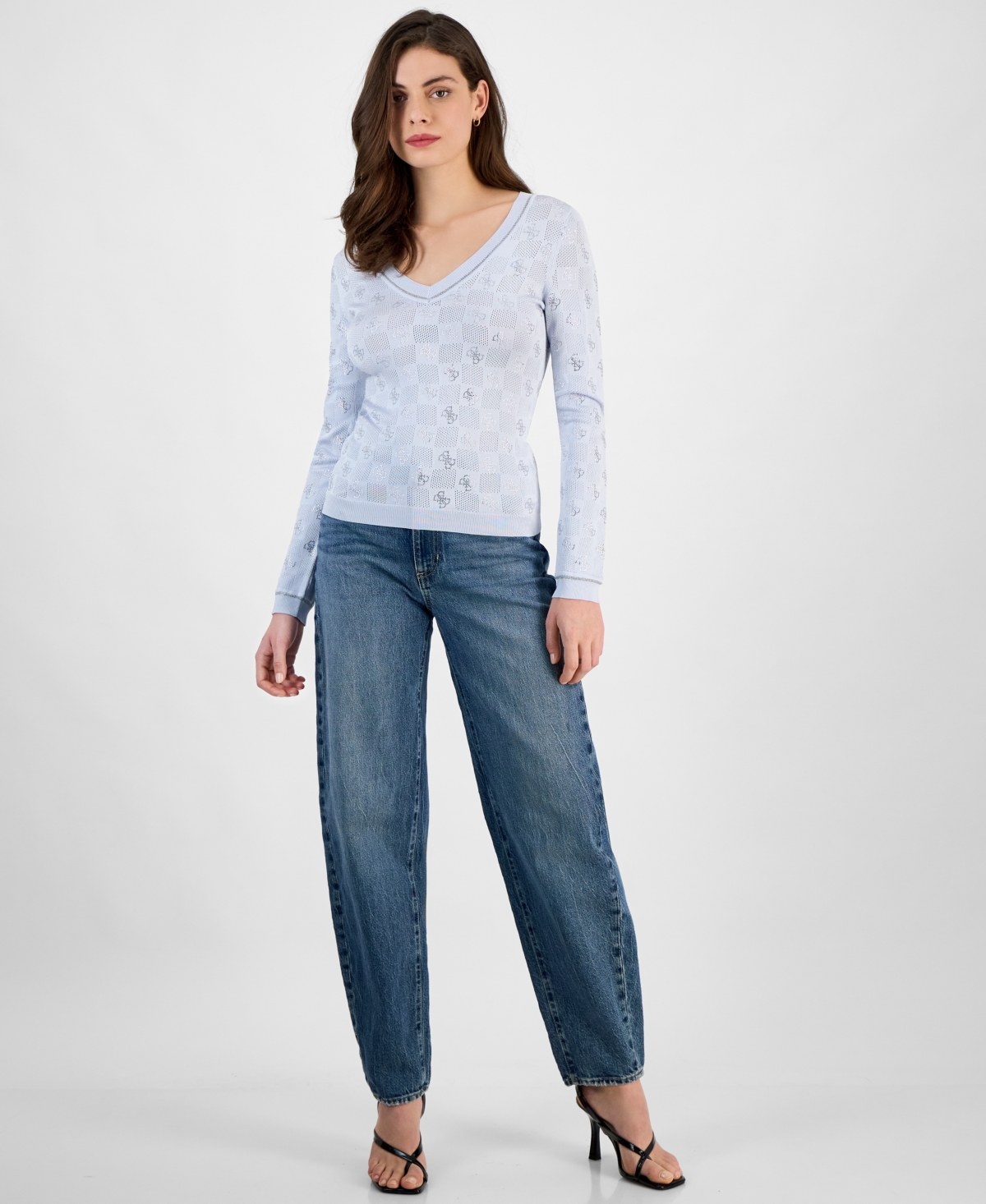 GUESS WOMEN'S ROSIE FOUR-G RHINESTONE SWEATER 
