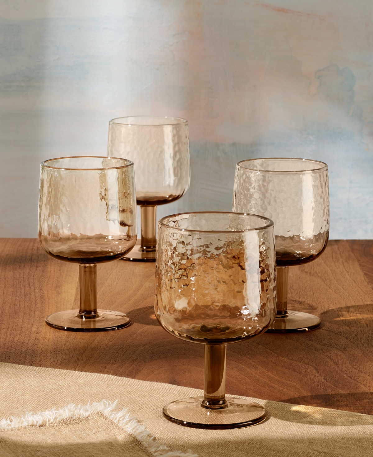 Oake Textured Wine Glasses, Set Of 4, Exclusively At Macy's In Amber