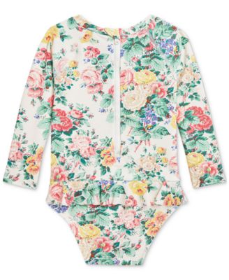 Baby Girls Ruffled Floral Rash Guard
