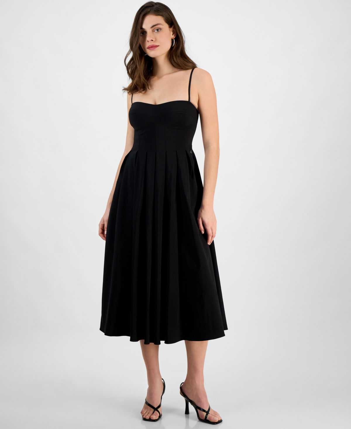 Guess Women's Bria Sweetheart Empire-waist Midi Dress In Jet Black A996
