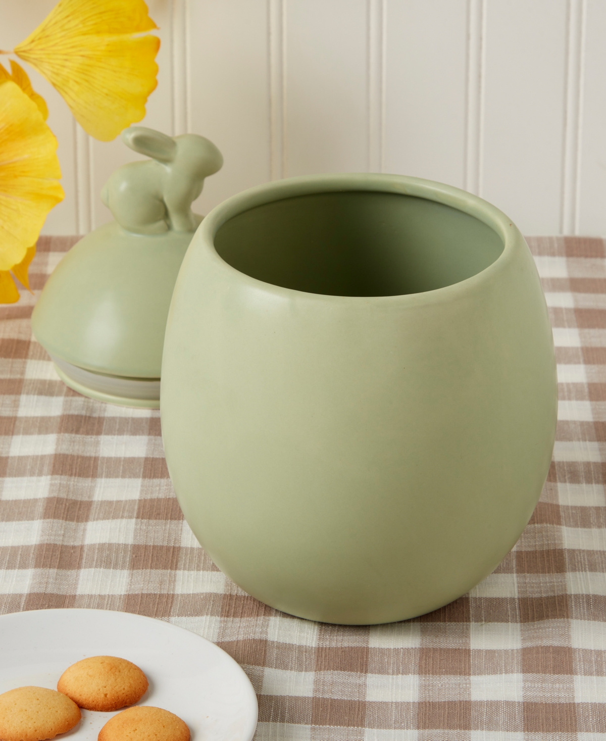 Haven Easter Bunny Cookie Jar In Sage