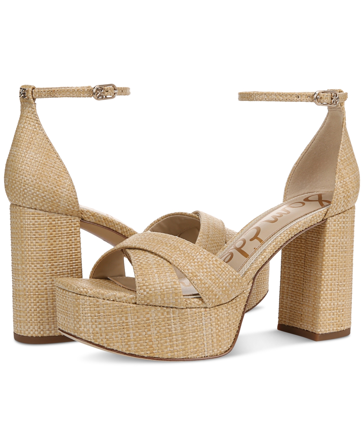 Sam Edelman Jullian Ankle Strap Platform Sandal In Bleached Beechwood