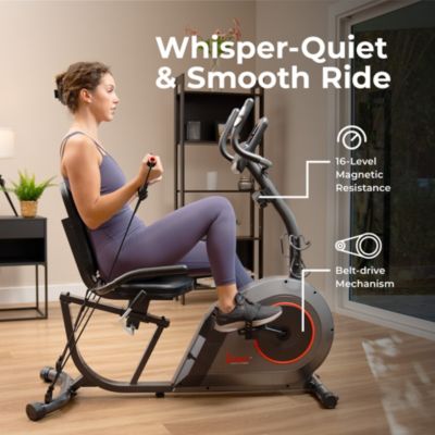 Smart Corezy Recumbent Bike + Resistance Bands, 300LB with Free SunnyFit App Via Bluetooth