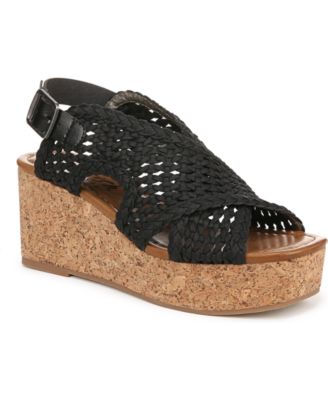 Women's Andrea Square Peep Toe Slingback Wedge Sandals