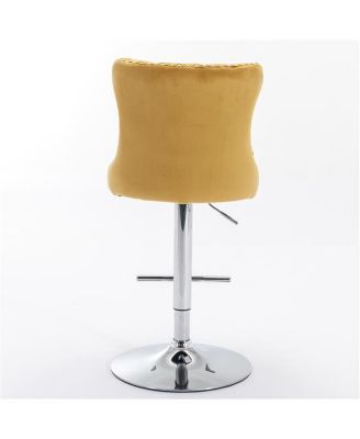 Furniture,Swivel Velvet Barstools Adjusatble Seat Height, Modern Upholstered Chrome base Bar Stools with Backs Comfortable