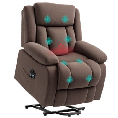 Single Piece Fabric  Power Lift Recliner Chair with Massage and Heat for Elderly