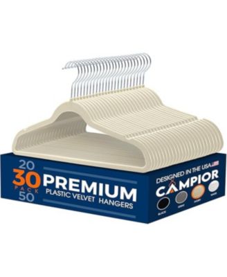 Premium Velvet Non-Slip Hangers for Clothes - Heavy Duty Coat Hanger Set with 360° Swivel Hook, Lightweight, Luxurious Velvet Finish, Versatile Hangers for Any Closet, Pack of 30 - Ivory