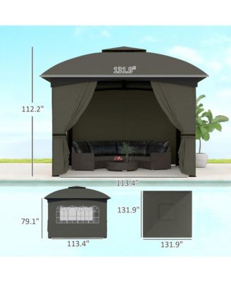 11' x 11' Outdoor Gazebo with Curtains, Church Windows,