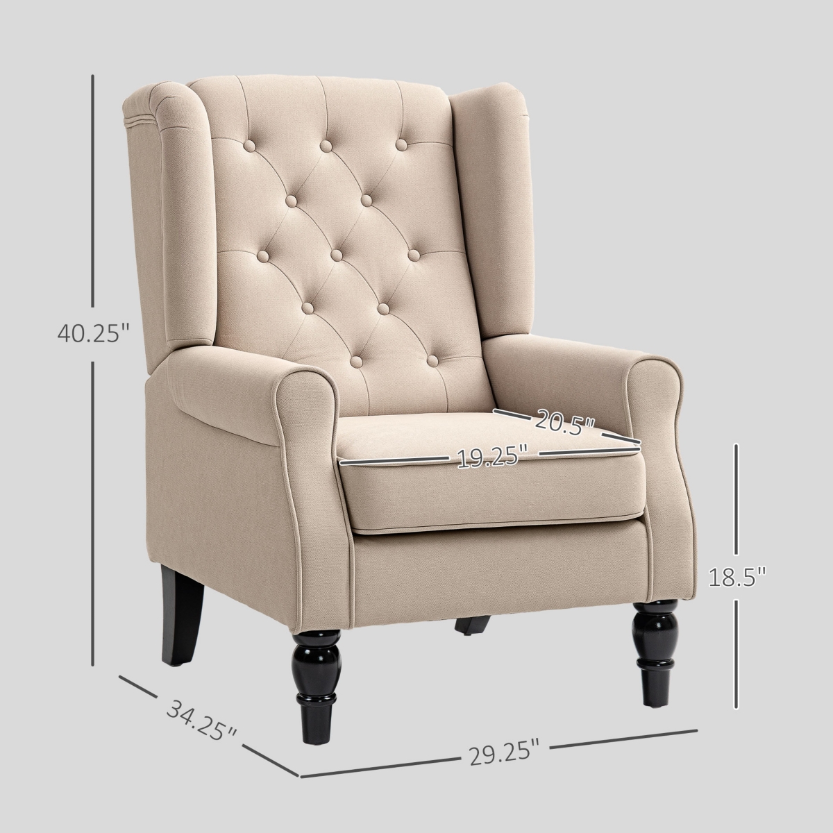 Homcom Accent Chair Button-Tufted Armchair with Wingback Round Arms