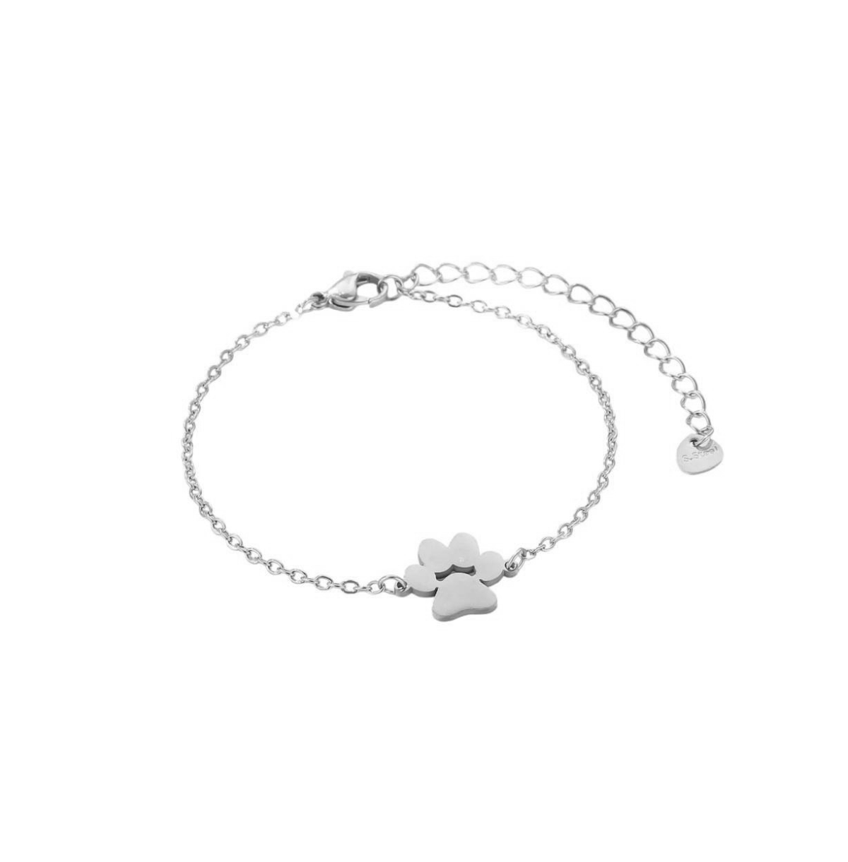 PurePaw Link Chain Paw Cutout Charm Bracelet - Silver