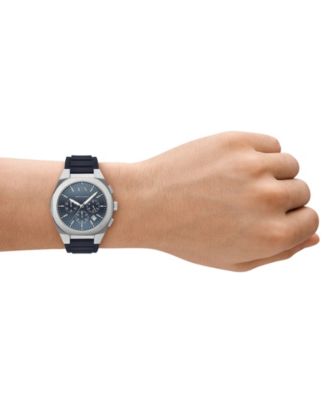 Men's Sync Quartz Chronograph Blue Silicone Watch, 42mm