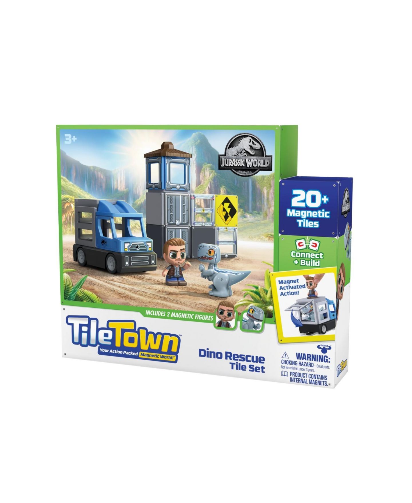 Детский игровой набор Tile Town Jurassic World Dino Rescue Magnetic Tiles Playset, 22 Piece — фото 2