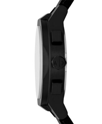 Men's Quartz Chronograph Black Silicone Watch, 42mm