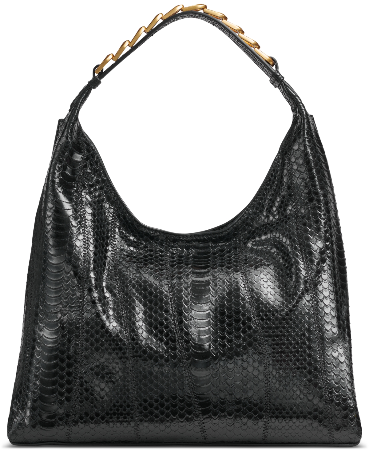 Donna Karan Bellmore Small Skipper Snake Shoulder Bag In Black,gold