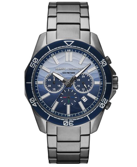 Кварцевые часы-хронограф A|X Armani Exchange из стали цвета вороненой стали, 44 мм