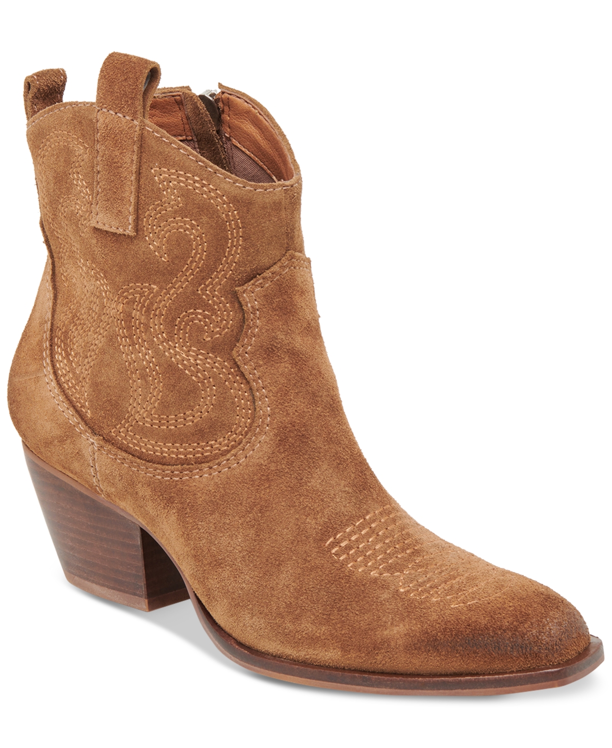 Women's Shania Pull-On Western Ankle Booties - Brown Suede