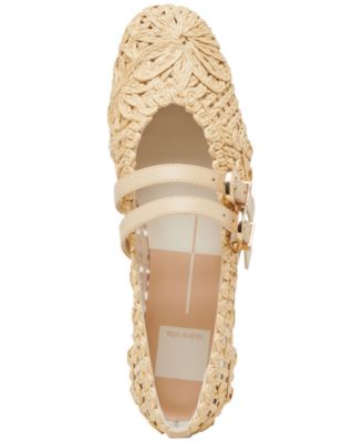 Women's Baylee Sunflower Wide Width Woven Double Buckle Mary Jane Flats