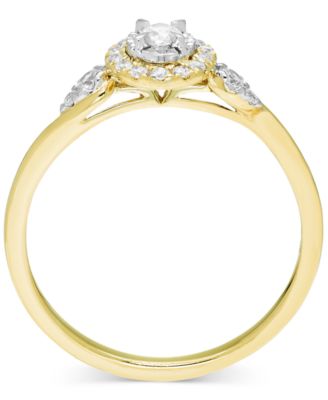 Diamond Halo Swirl Engagement Ring (1/4 ct. t.w.) in 14k Two-Tone Gold