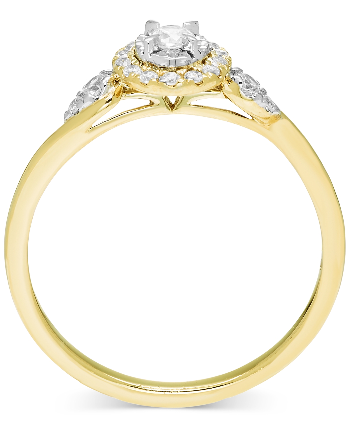 Macy's Diamond Halo Swirl Engagement Ring (1/4 Ct. T.w.) In 14k Two-tone Gold In Yellow Gold