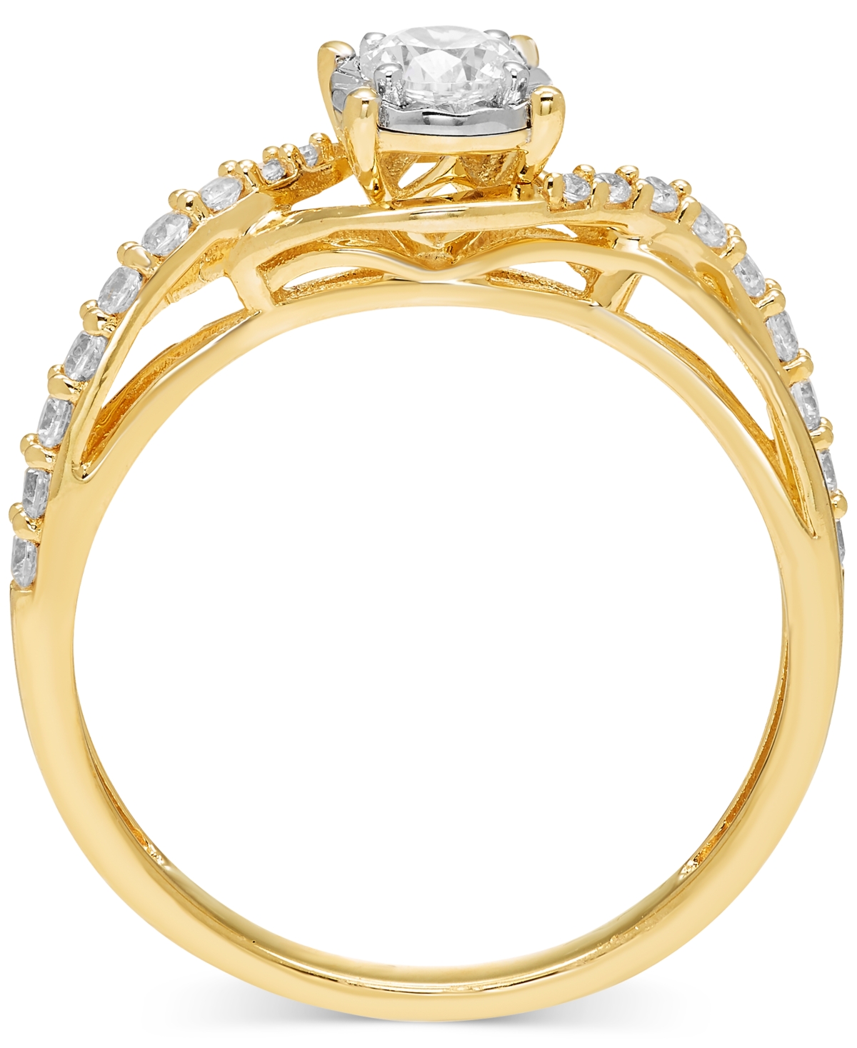 Macy's Diamond Twist Shank Bridal Set (5/8 Ct. T.w.) In 14k Two-tone Gold In Yellow Gold