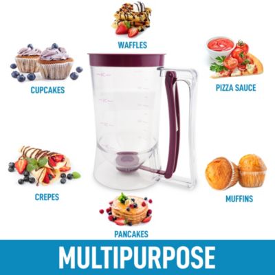 4 Cup Pancake Batter Dispenser with Squeeze Handle - Pancake Dispenser for Batter with Measuring Label