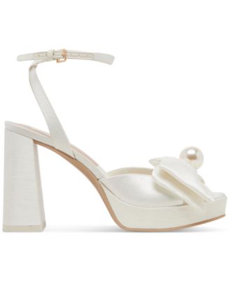 Women's Patton Two-Piece Pearl Bow Satin Heeled Dress Sandals