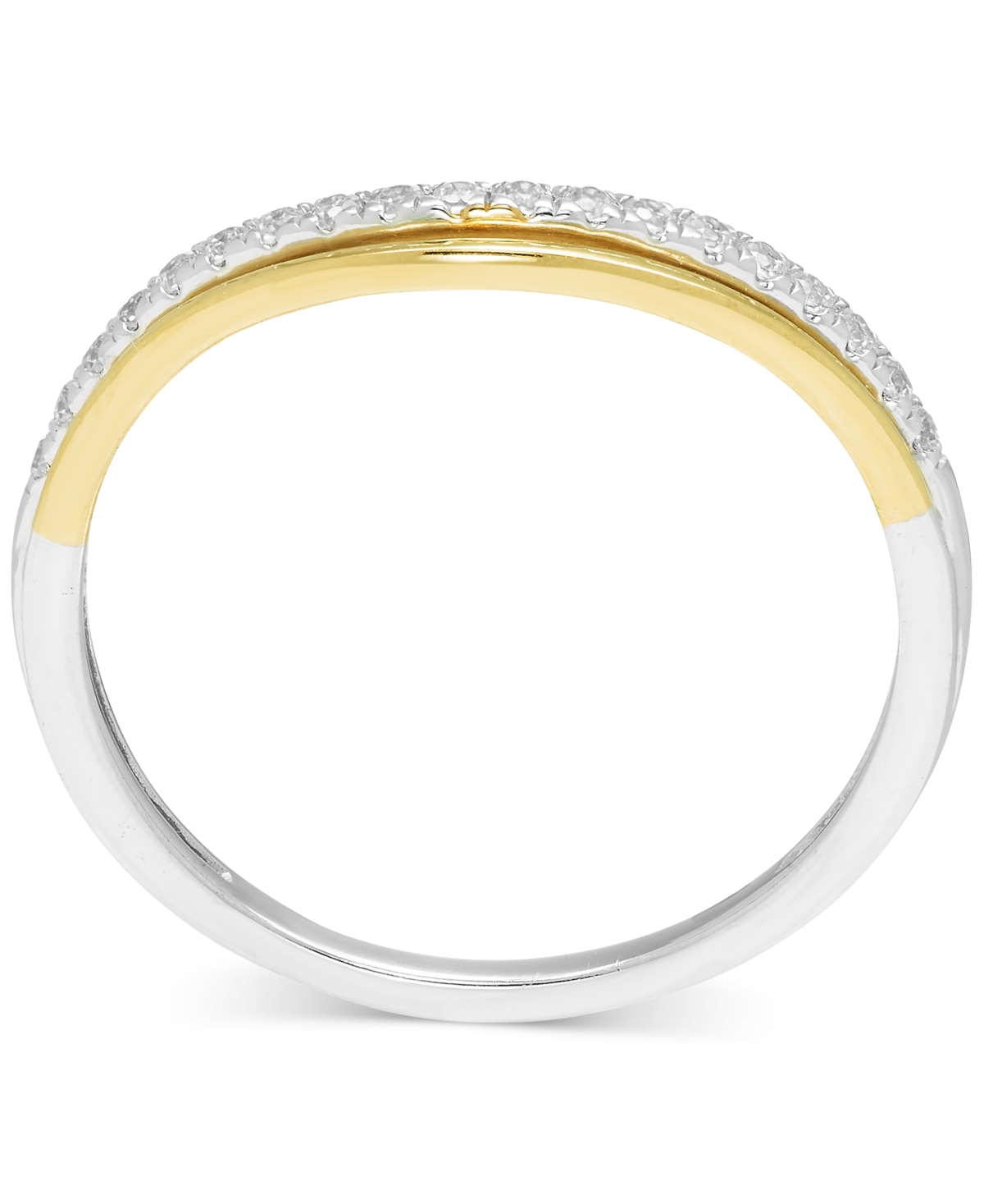 Macy's Diamond Double Row Contour Band (1/6 Ct. T.w.) In 14k Two-tone Gold In Two Tone Gold
