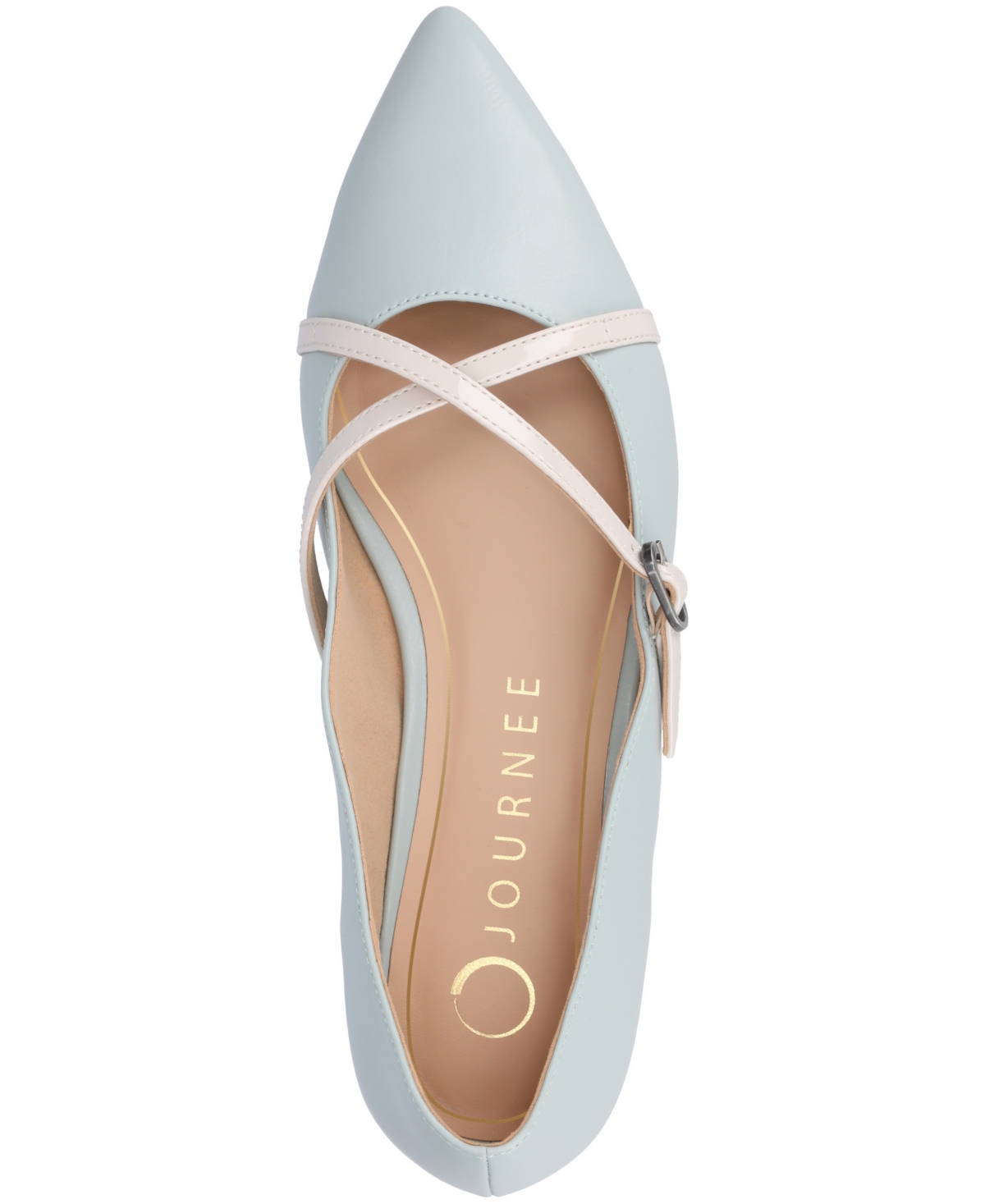 Journee Collection Women's Camby Crisscross Strap Pointed Toe Flats In Blue