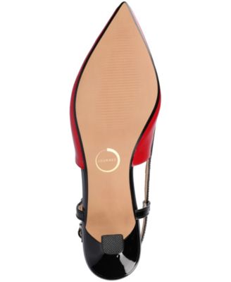 Journee Womens Padma Medium and Wide Width Sling Back Pointed Toe Kitten Heel Pumps