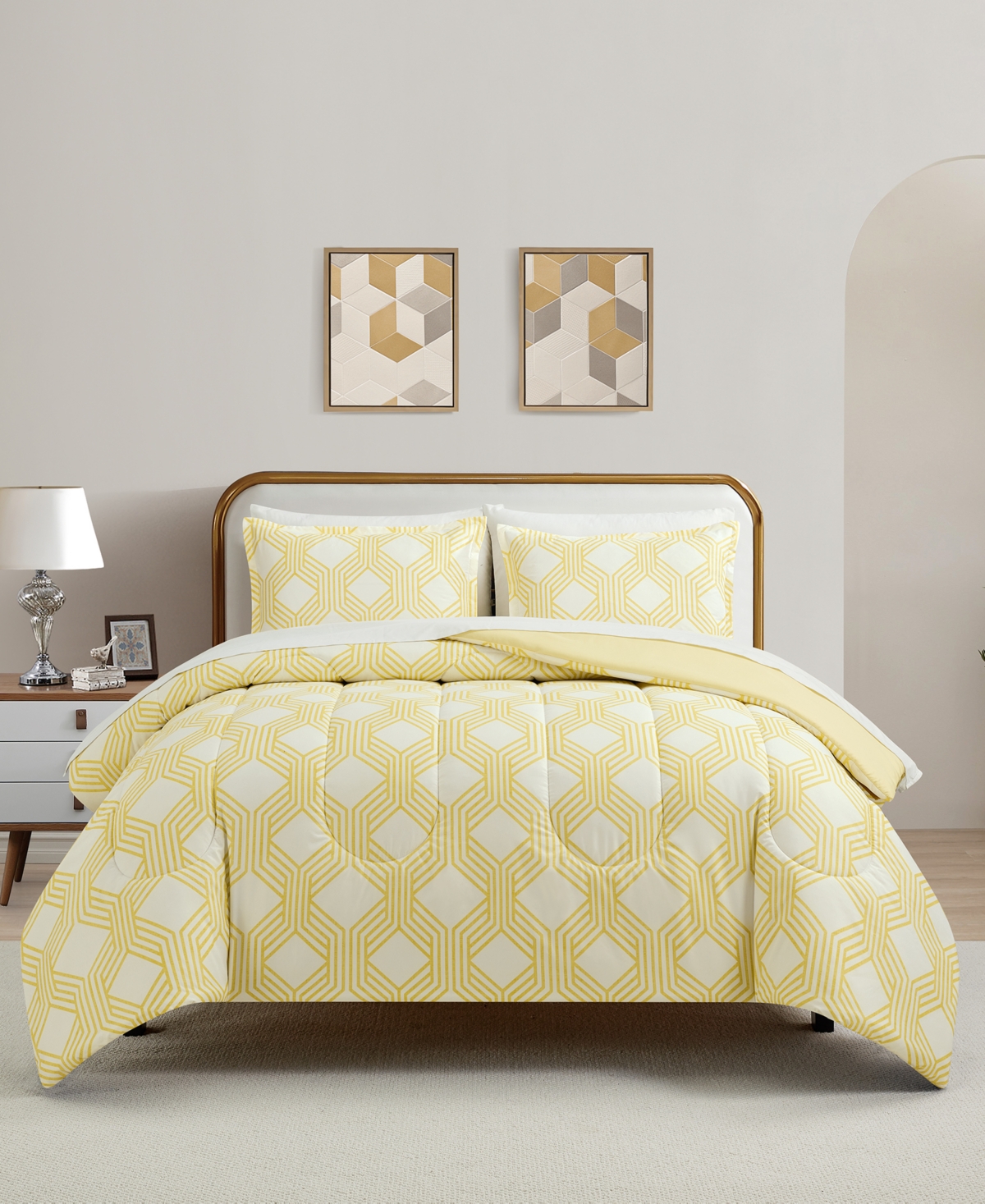 Sunham Aaron Geo Print 3-pc. Comforter Sets, Exclusively At Macy's In Yellow