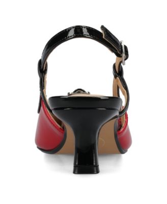 Journee Womens Padma Medium and Wide Width Sling Back Pointed Toe Kitten Heel Pumps