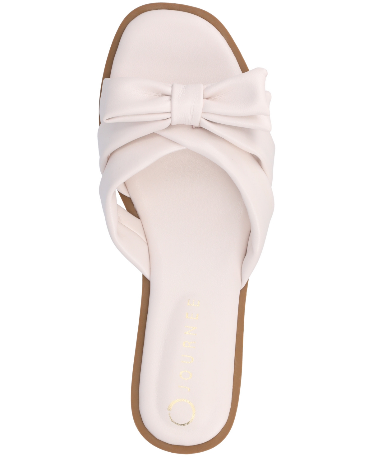 Shop Journee Collection Women's Prylin Bow Slide Flat Sandals In Bone