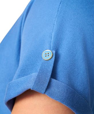 Plus Size Roll-Tab Dolman-Sleeve Sweater