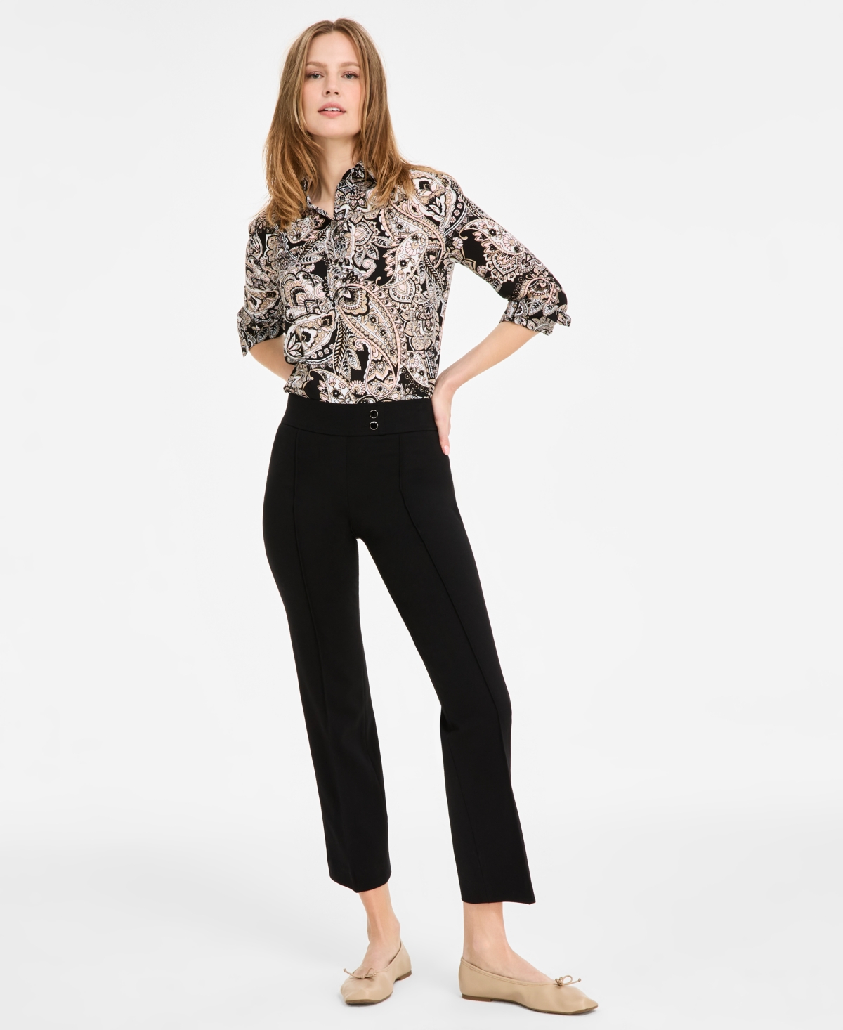 Women's Pintucked Pull-On Pants - Jones Black