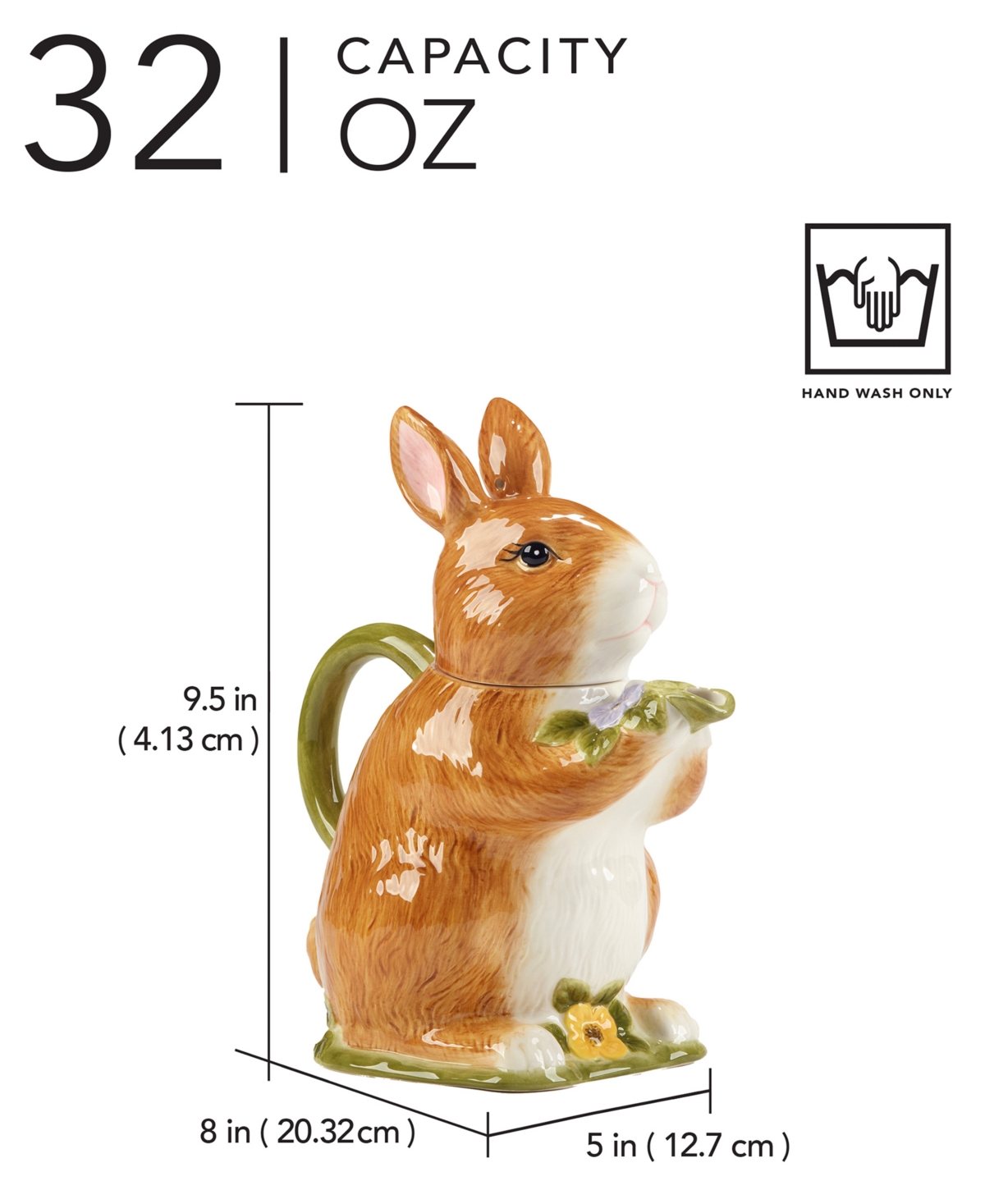 Certified International Easter Meadow 3-d Bunny Teapot In Miscellaneous