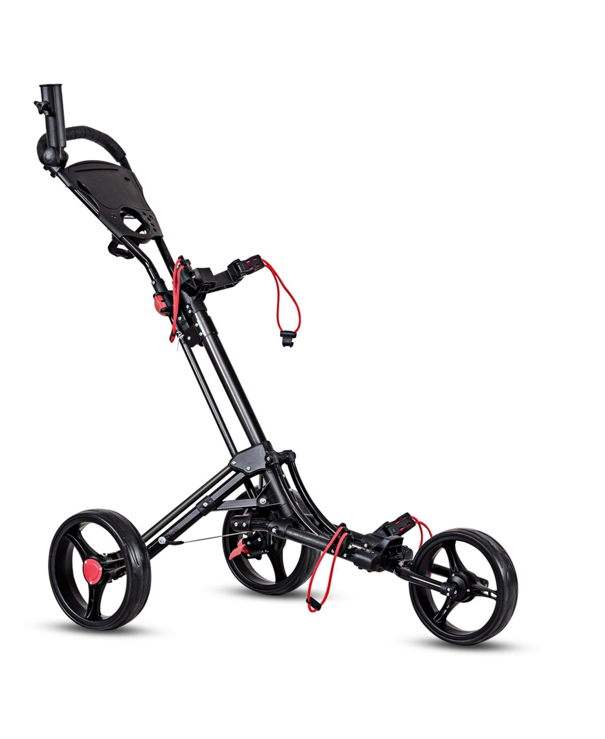 Foldable 3 Wheel Golf Pull Push Cart Trolley - Black