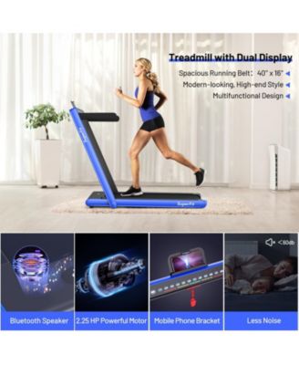 2.25 HP 2-in-1 Folding Walking Pad Treadmill with Dual Display and App Control