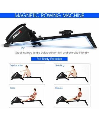 Foldable Magnetic Quiet Operated Fitness Rowing Machine with 10 Level Adjustable Resistance