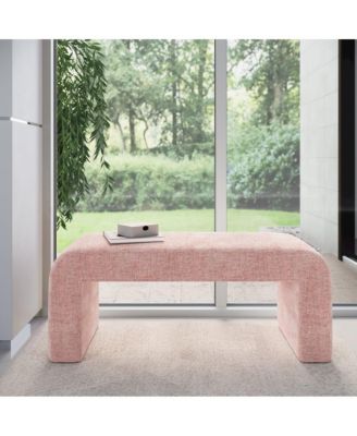 Sophia Modern Luxury Curved Upholstered Waterfall Jacquard Bench - Small