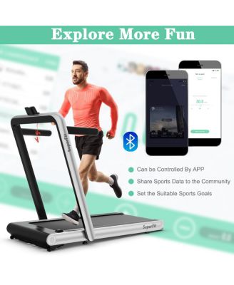 4.75HP 2 In 1 Folding Walking Pad Treadmill with Remote APP Control
