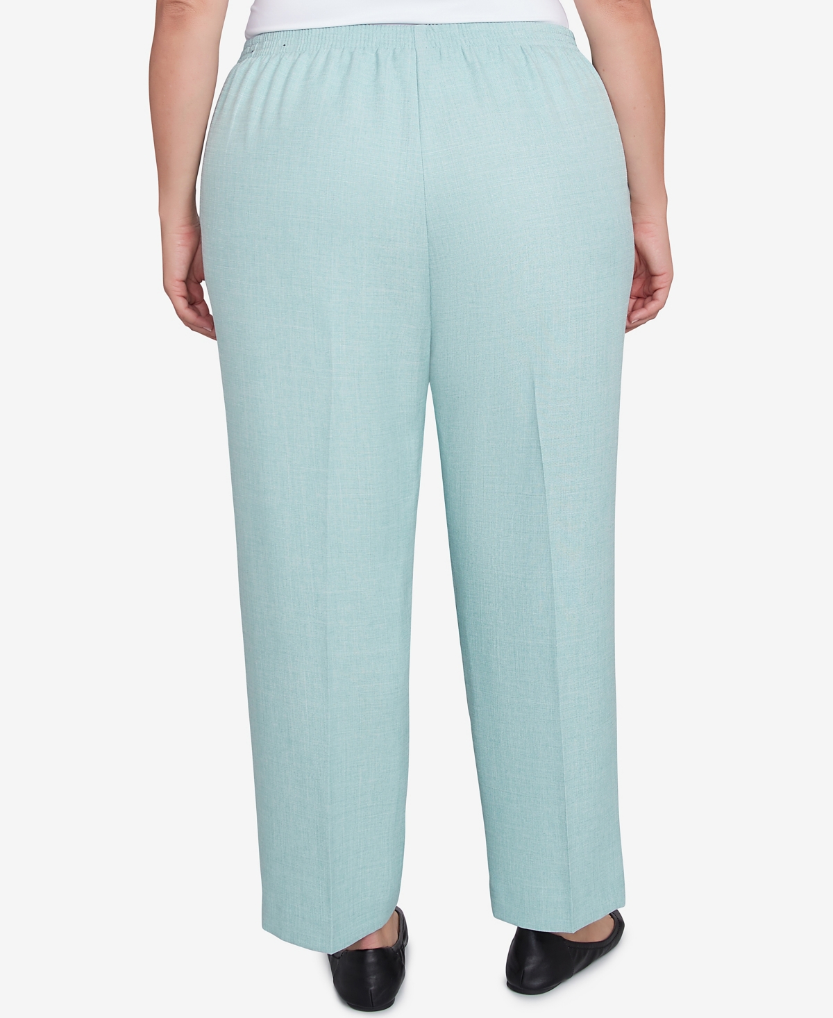 Alfred Dunner Plus Size Kensington Gardens Relaxed Linen Average Length Pants In Pistachio