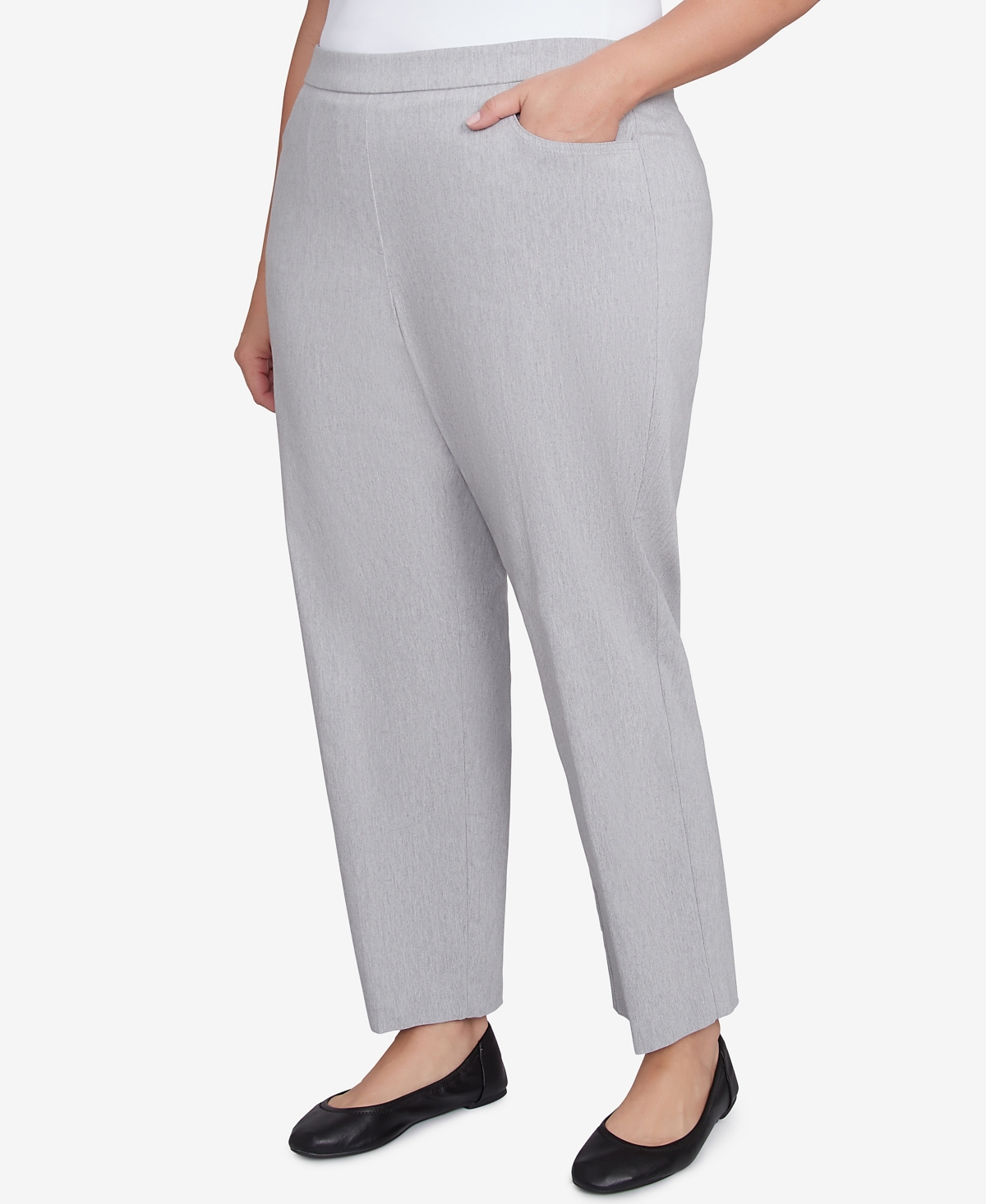 Alfred Dunner Plus Size Dress Code Comfort Allure Average Length Pants In Pearl
