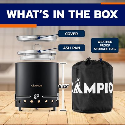 Smokeless Stainless Steel Fire Pit Stove with Stand & Carry Bag – Ideal for Camping, Cooking & Outdoor Gatherings, Durable & Easy to Clean