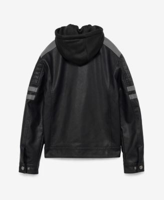 Boys Hooded Moto PU Leather Jacket With Lining