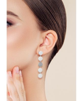 Gold Plated Circle Pave Drop Earrings