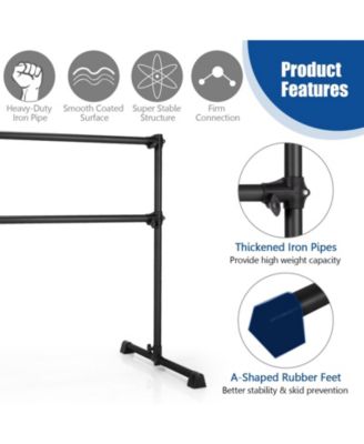 4 Feet Portable Double Freestanding Ballet Barre Dancing Stretching Black