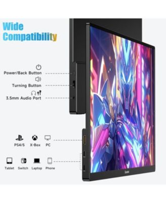 Portable Monitor 15.6 Inch FHD 1080P USB C HDMI, IPS HDR Gaming Computer Display with Smart Cover, Plug&Play, Dual Speakers External Screen for Laptop PC MAC Phone Xbox Switch PS4 Table