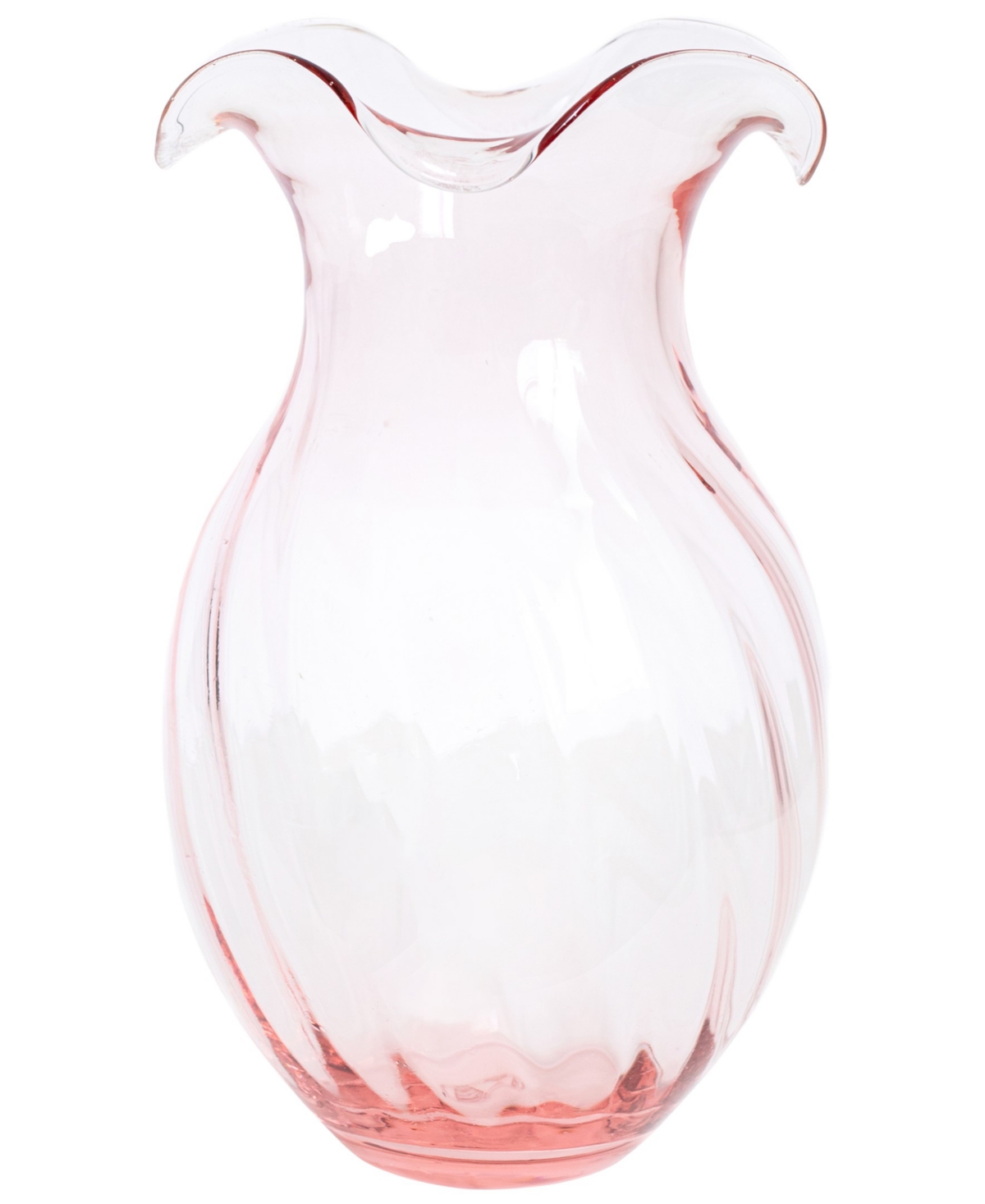 Vietri Hibiscus Fluted Glass Vase In Pink