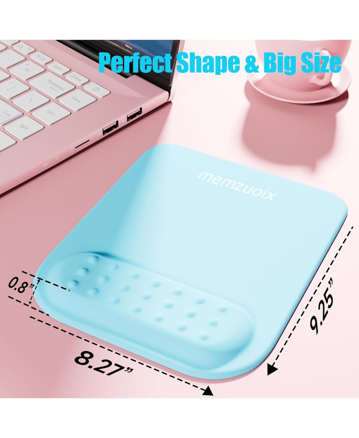 memzuoix Ergonomic Mouse Pad with Wrist Rest Support,Premium Memory Foam Cushioning for Pain Relief, Non-Slip Pu Base Stable Smooth Control