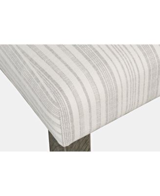 Set of 2 Solid Wood Parsons Striped Upholstery Dining Chair